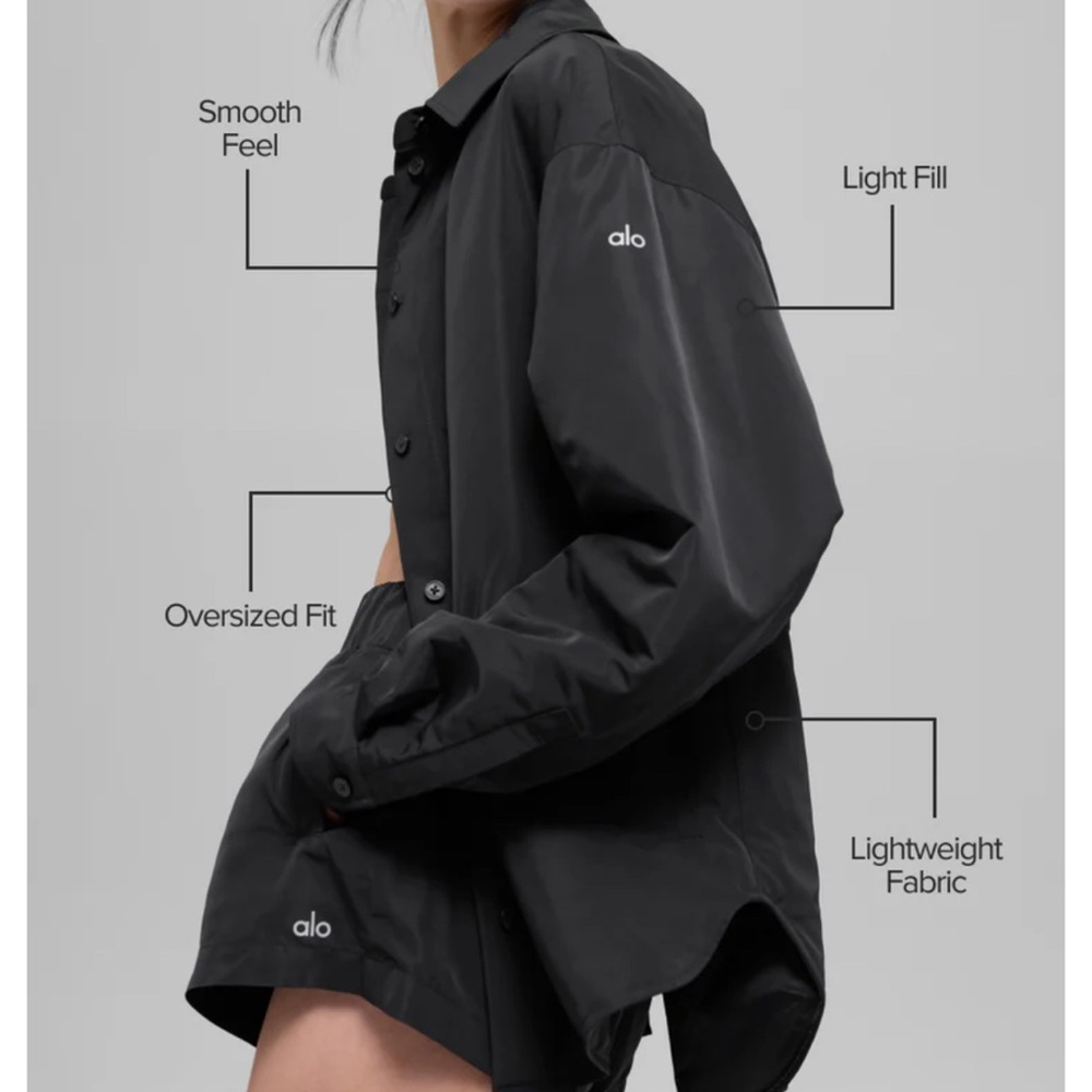 NEW ALO Socialite Shacket Black XS/S/M/L Lightweight Unisex Oversized Jacket - Picture 10 of 12